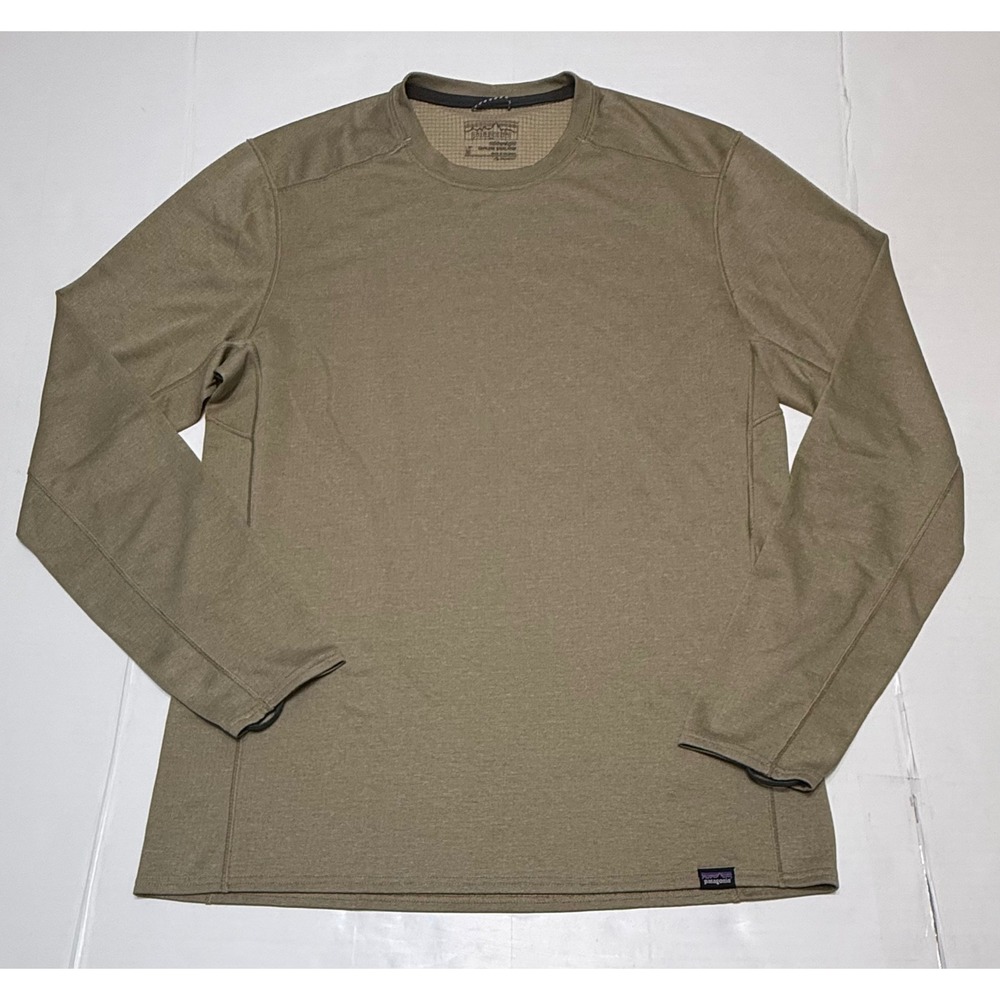 Patagonia Mens Capilene Midweight Baselayer Polartec Crew Top Brown Medium